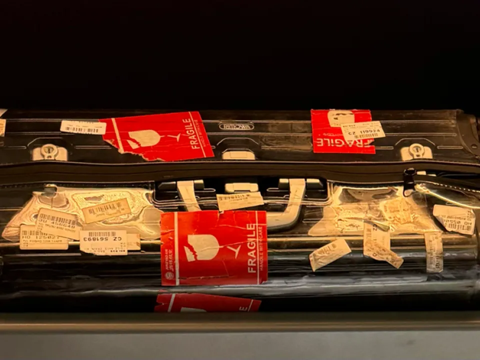 Old stubbies on suitcase